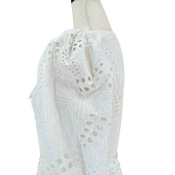 WAIMARI Cotton Eyelet Maxi Dress XS White Ruffle Lace La Perla Peasant Boho - Picture 6 of 16